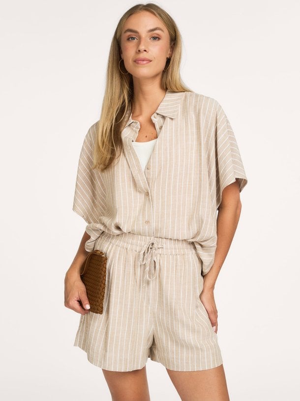 01-321037-606 Viscose/linnenmix gestreepte short