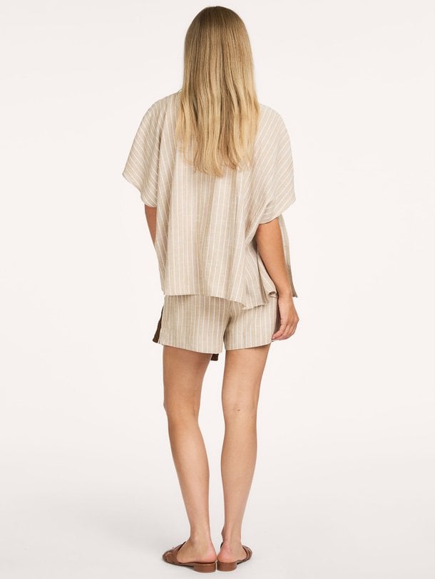 01-321037-606 Viscose/linnenmix gestreepte short