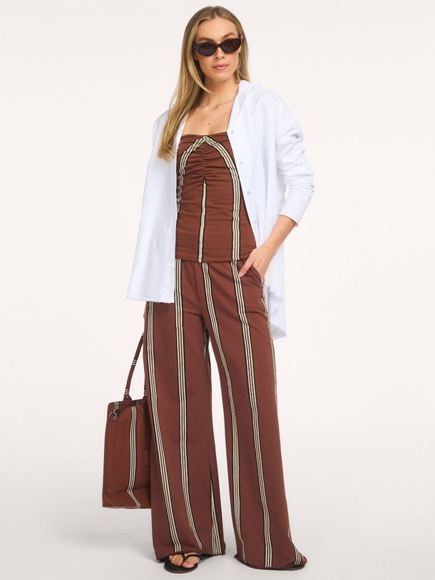 wide leg jogger stripes Organic cottonmix broek