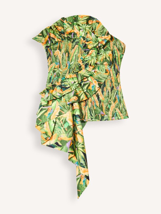 Parrots, katoenen strapless top met print