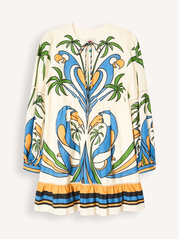 Tropical, linnen/viscosemix jurk met print