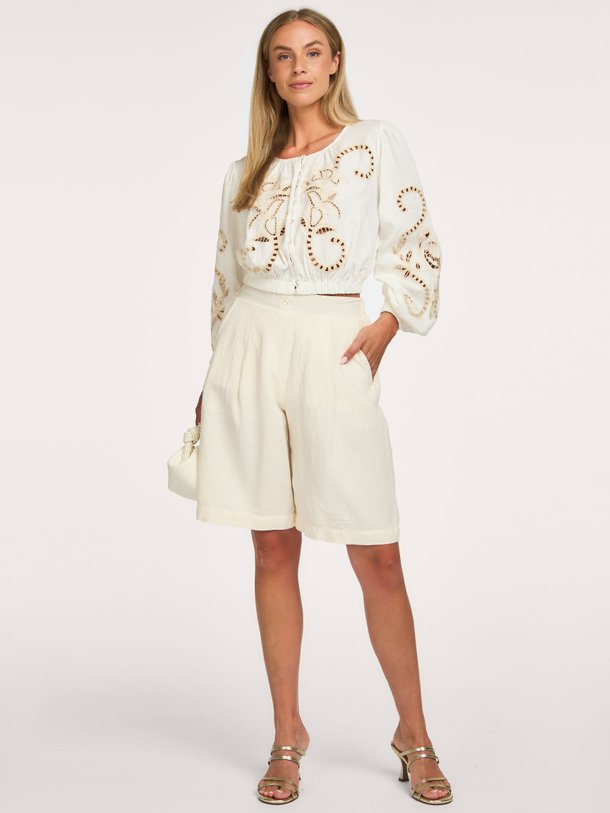 Richilieur, linnen/viscosemix blouse met borduursel
