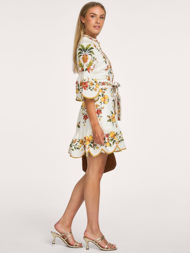 Lemon Bouquet, katoenen jurk met bloemenprint