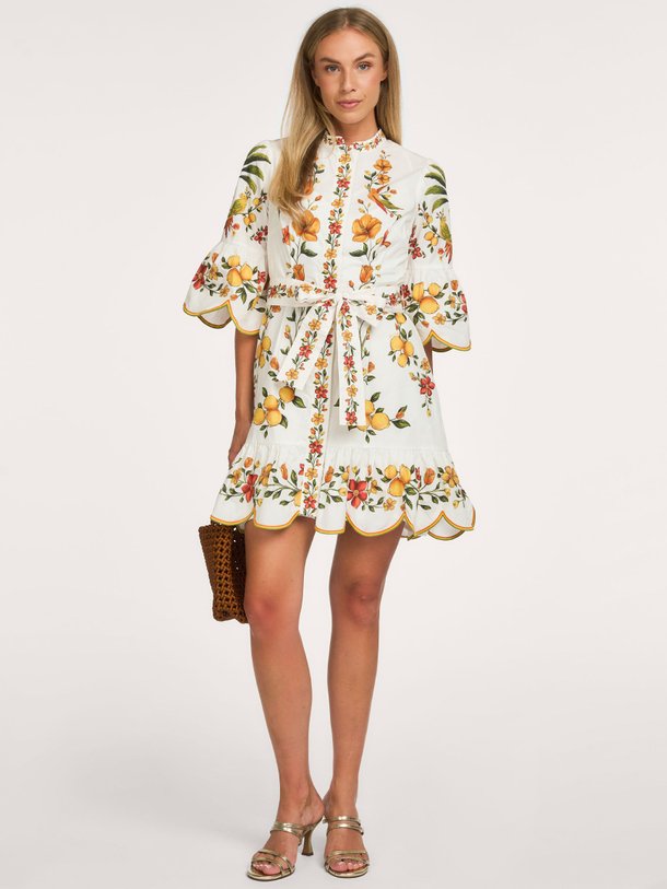 Lemon Bouquet, katoenen jurk met bloemenprint