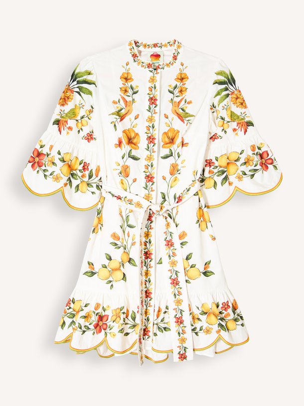 Lemon Bouquet, katoenen jurk met bloemenprint