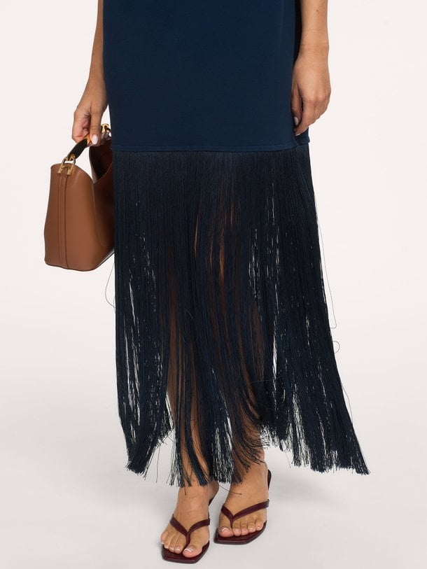 KEREMONY KNITTED DRESS FRINGES Keremony, katoenen jurk met franjes