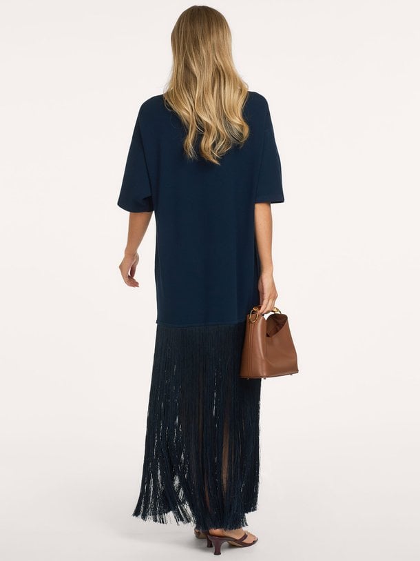KEREMONY KNITTED DRESS FRINGES Keremony, katoenen jurk met franjes