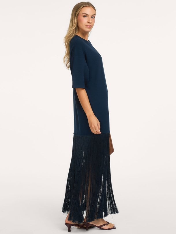 KEREMONY KNITTED DRESS FRINGES Keremony, katoenen jurk met franjes