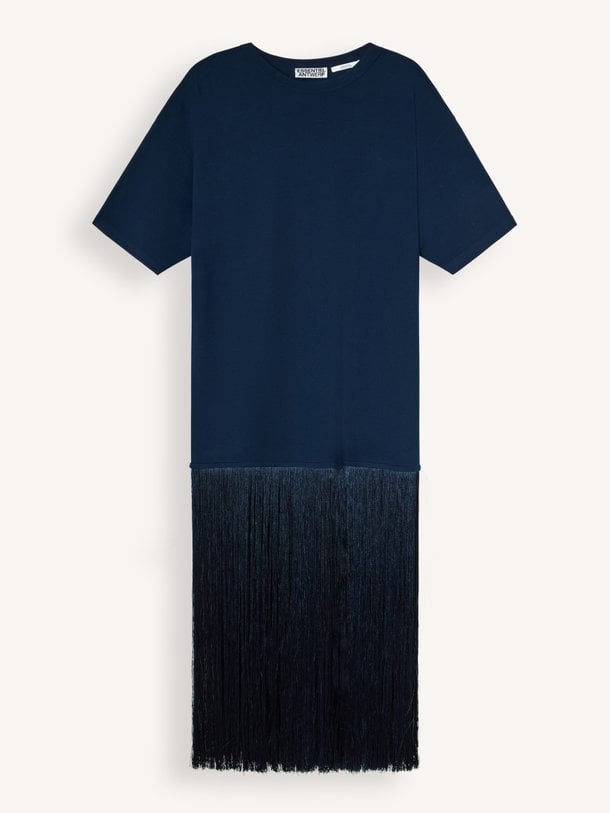 KEREMONY KNITTED DRESS FRINGES Keremony, katoenen jurk met franjes
