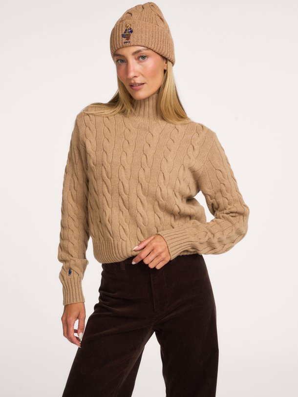 F26 BR BEANI-HAT-COLD WEATHER Wolmix beanie met kabelpatroon