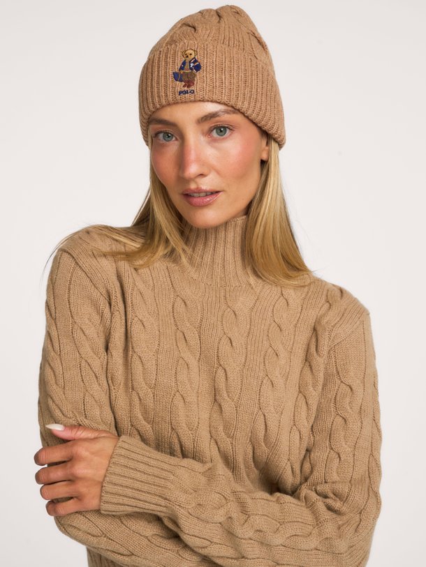 F26 BR BEANI-HAT-COLD WEATHER Wolmix beanie met kabelpatroon