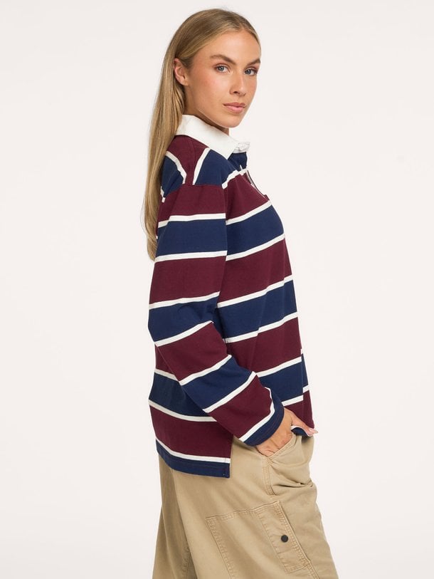 Katoenen gestreepte polo longsleeve