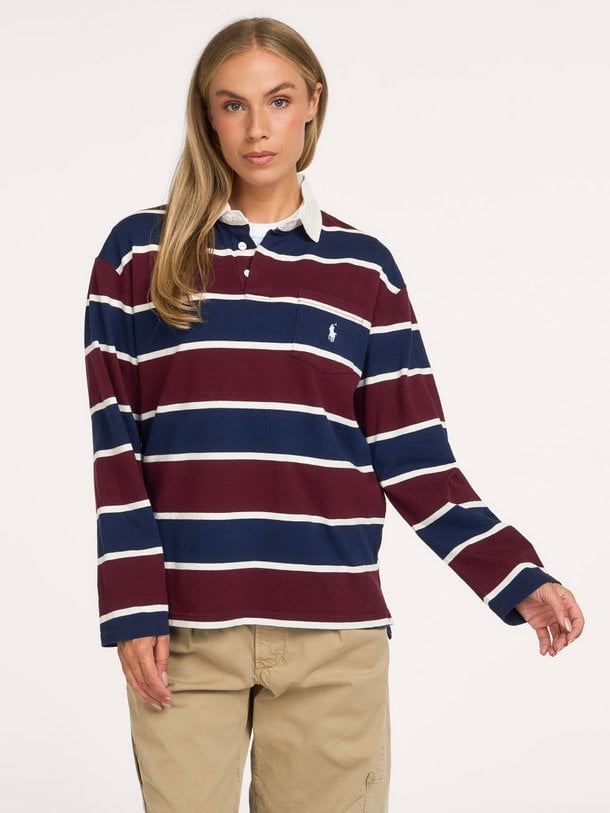 Katoenen gestreepte polo longsleeve
