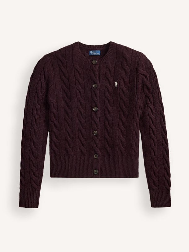 SWEATER-CARDIGAN Wol/cashmeremix vest met kabelpatroon