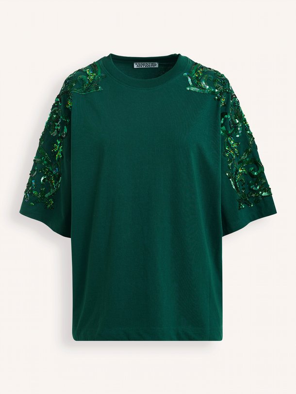 KANGOO EMBROIDERED T-SHIRT Kangoo, katoenen T-shirt met pailletten