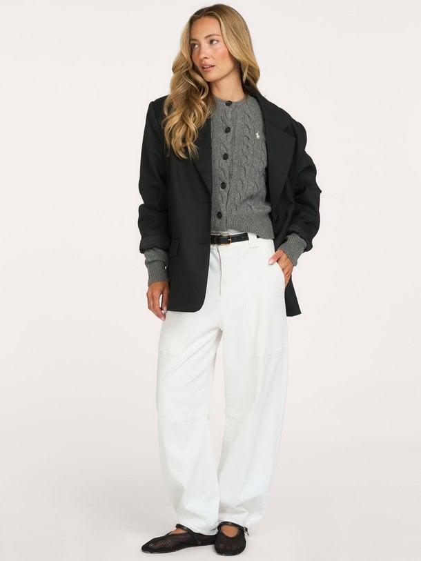 SWEATER-CARDIGAN Cashmere mix vest met logo