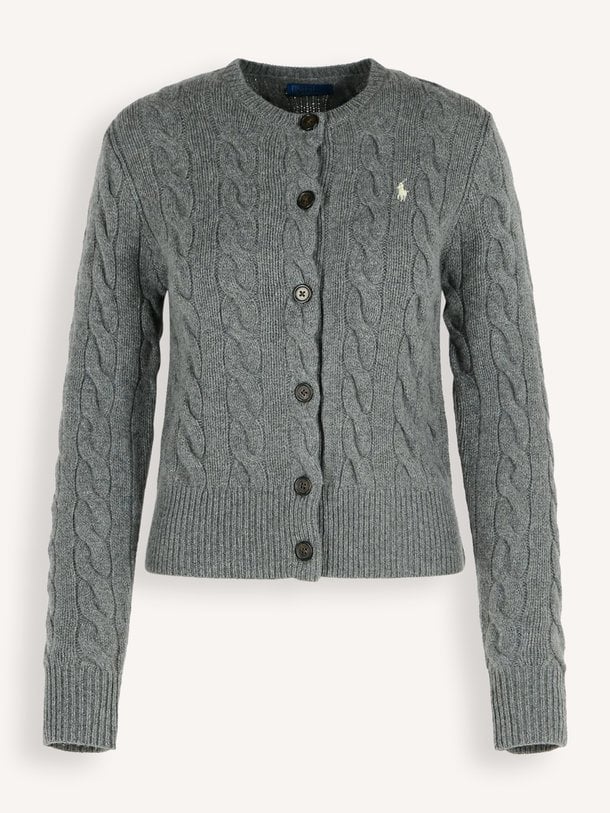 SWEATER-CARDIGAN Cashmere mix vest met logo