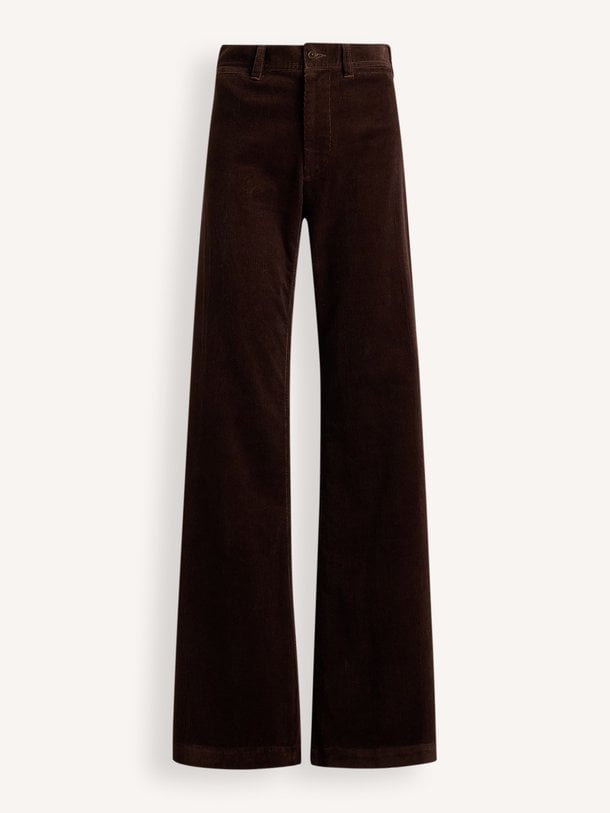 WOVEN-FLARE-PANTS Katoenmix ribcord flared broek
