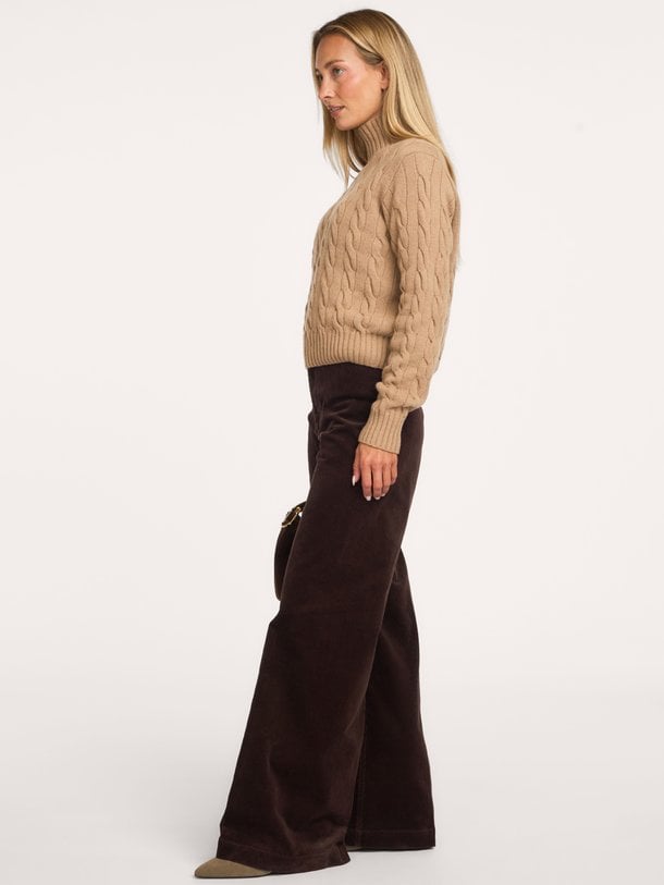 WOVEN-FLARE-PANTS Katoenmix ribcord flared broek