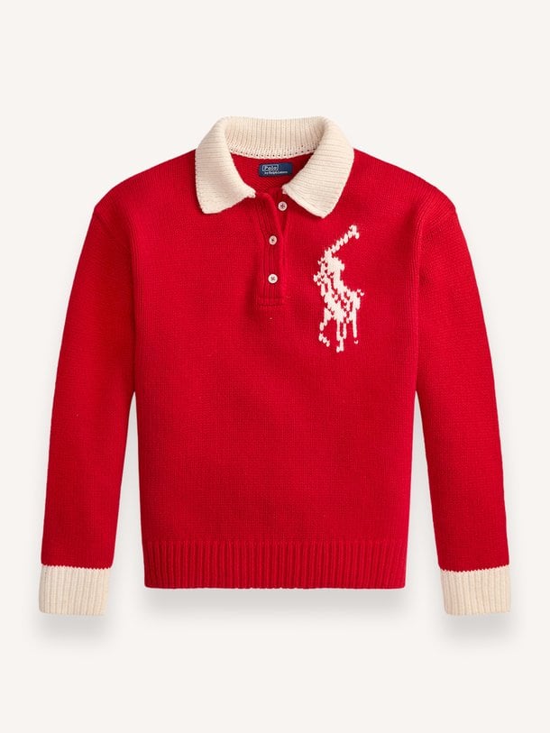 SWEATER Wollen logo polo trui