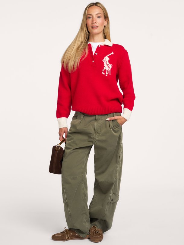 SWEATER Wollen logo polo trui
