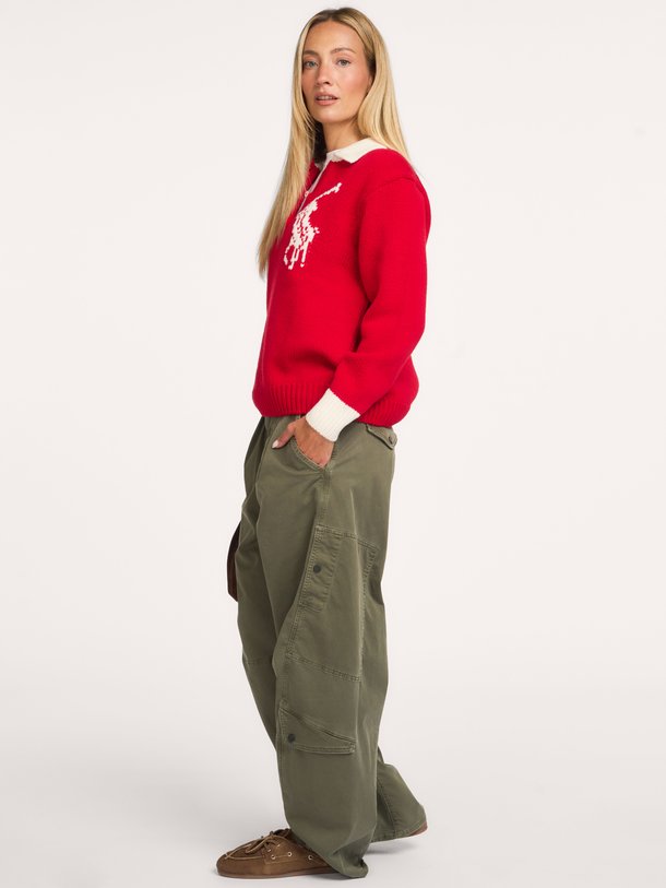 SWEATER Wollen logo polo trui
