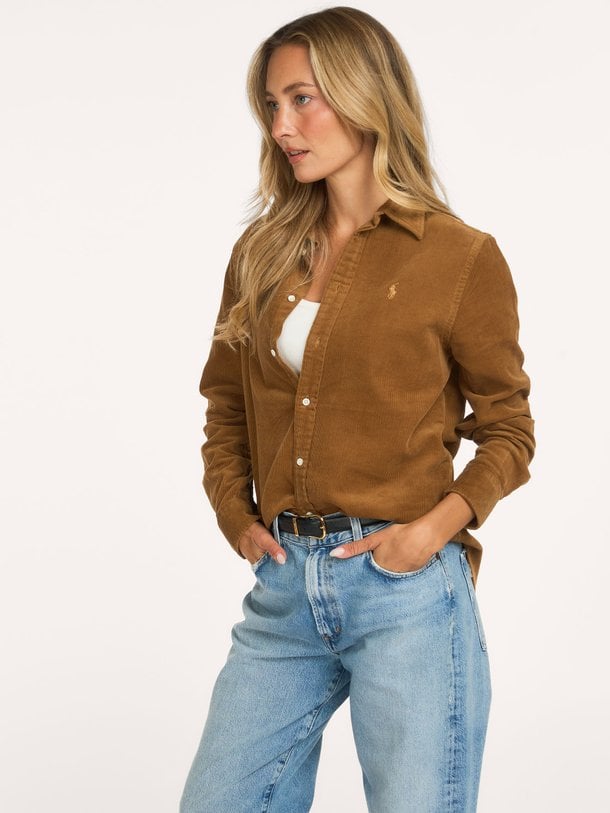 WOVEN-SPORT SHIRT-SHIRT Katoenen ribcord blouse