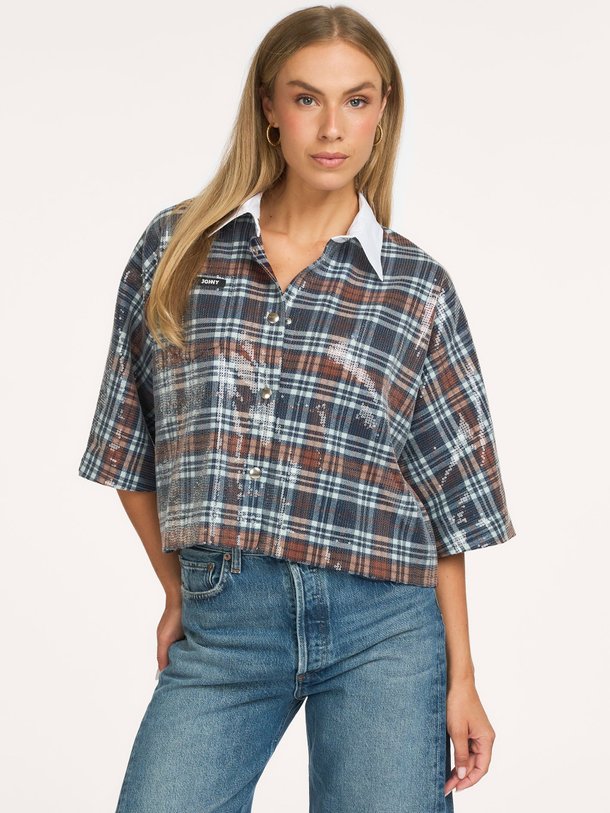BERRY Viscosemix blouse met pailletten