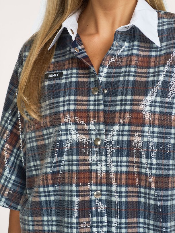 BERRY Viscosemix blouse met pailletten