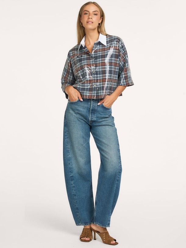 BERRY Viscosemix blouse met pailletten