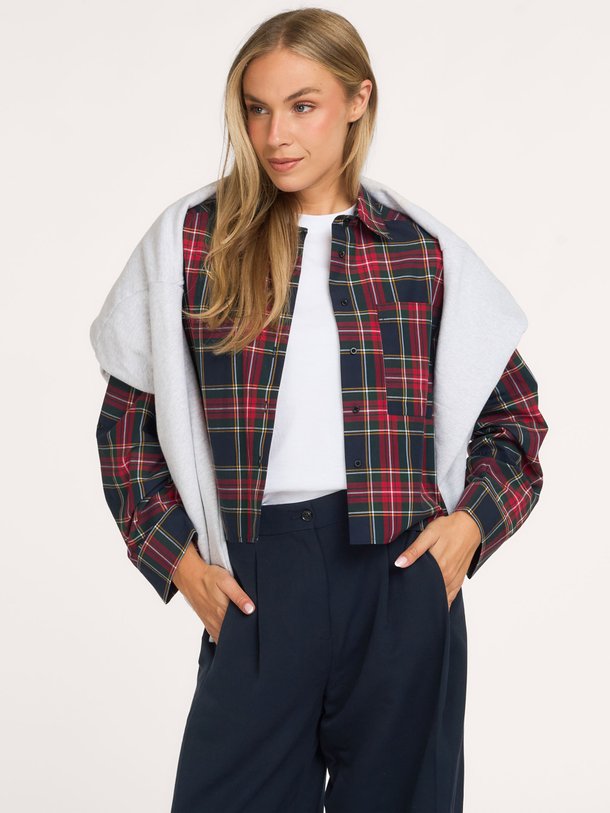 Ocean, katoenmix geruite blouse