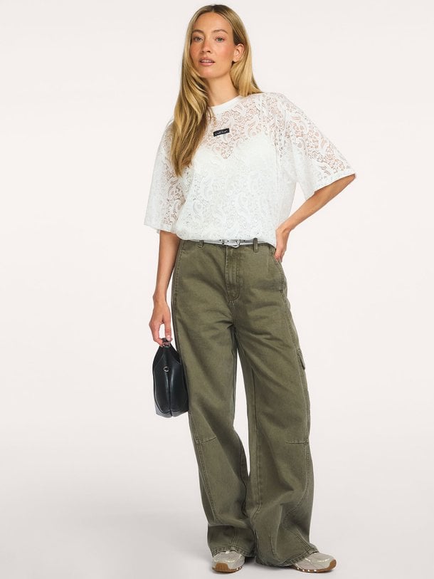 Summer Lace Loose Tee Geweven kanten top
