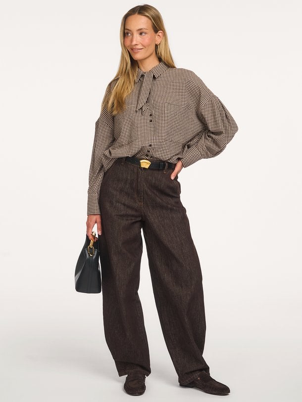 CECILY Cecily, katoenmix geruite blouse