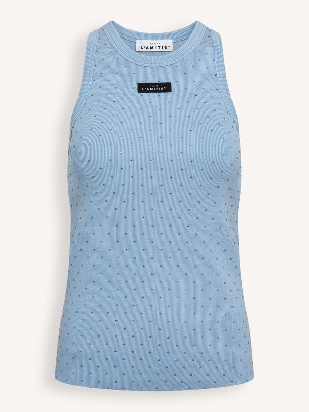 Rib Badge Acid Stone Tank Katoenmix tanktop met studs