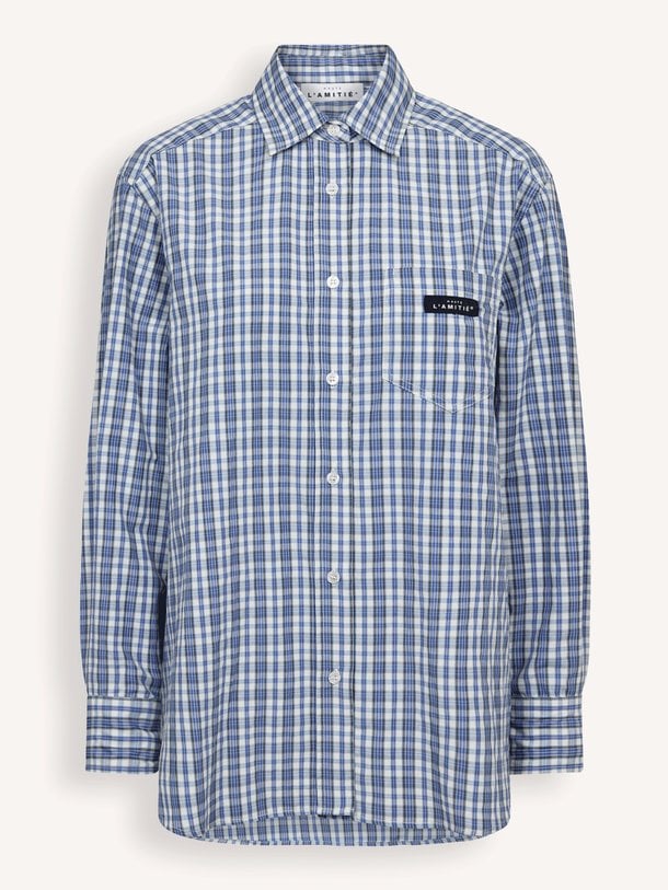 Geweven geruite blouse