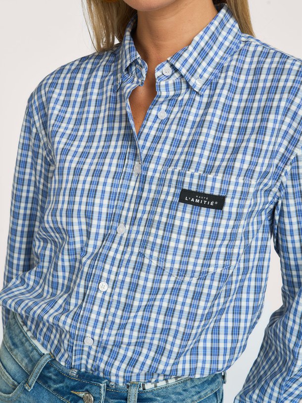 Geweven geruite blouse