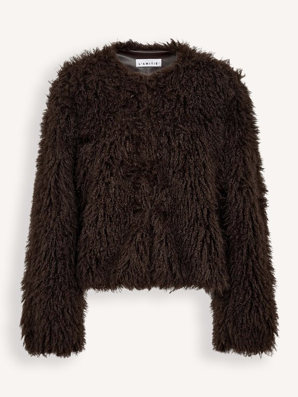 Lagotto Crop Fur Jacket Lagotto, geweven fake fur jas