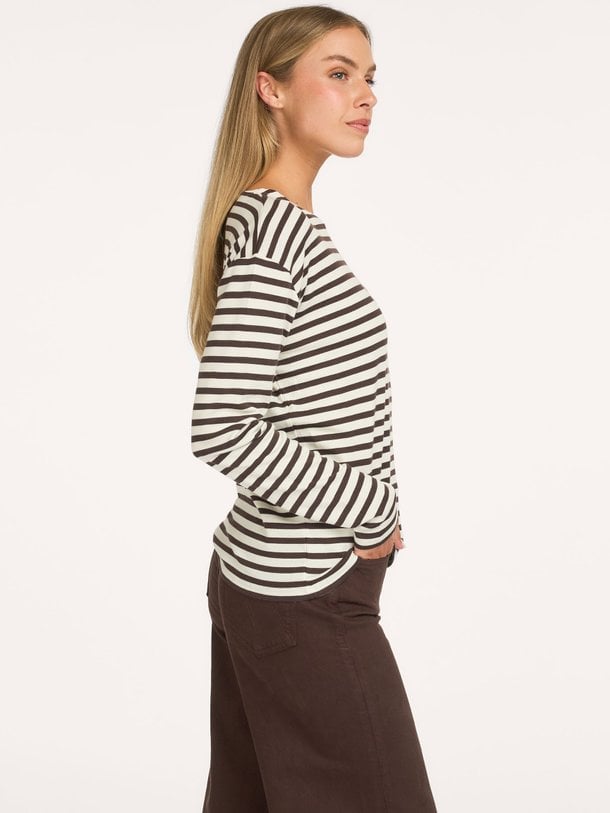 BASIC LONGSLEEVE Katoen/modalmix gestreepte longsleeve