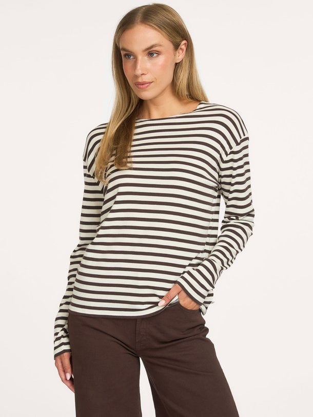 BASIC LONGSLEEVE Katoen/modalmix gestreepte longsleeve