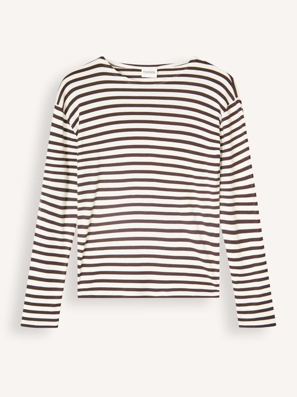 Katoen/modalmix gestreepte longsleeve