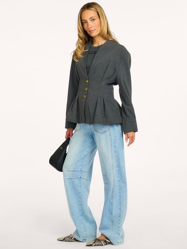 Enna Waist Pleat Blazer Enna, viscosemix getailleerde blazer