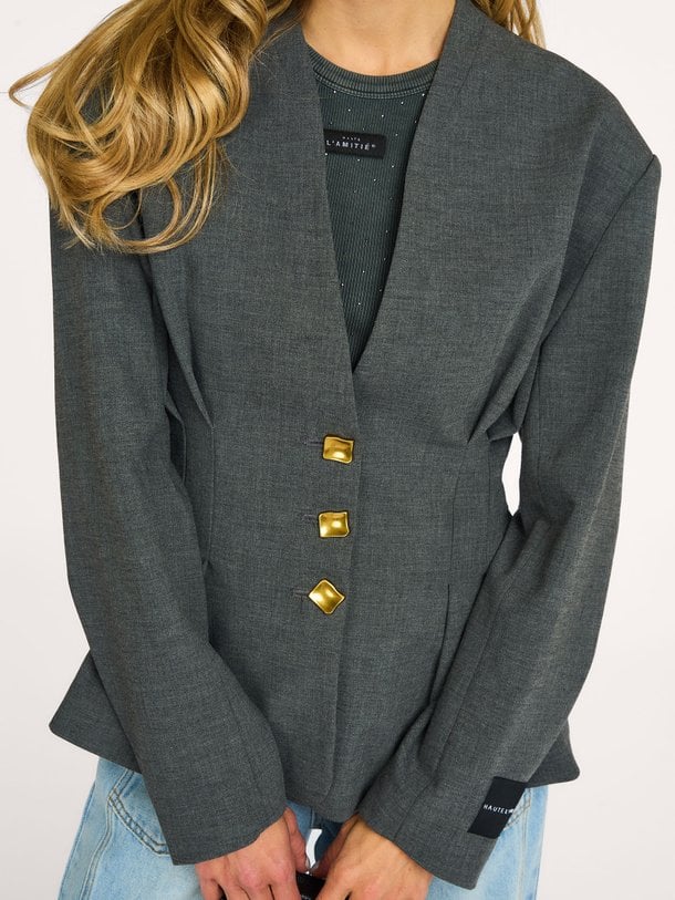 Enna Waist Pleat Blazer Enna, viscosemix getailleerde blazer
