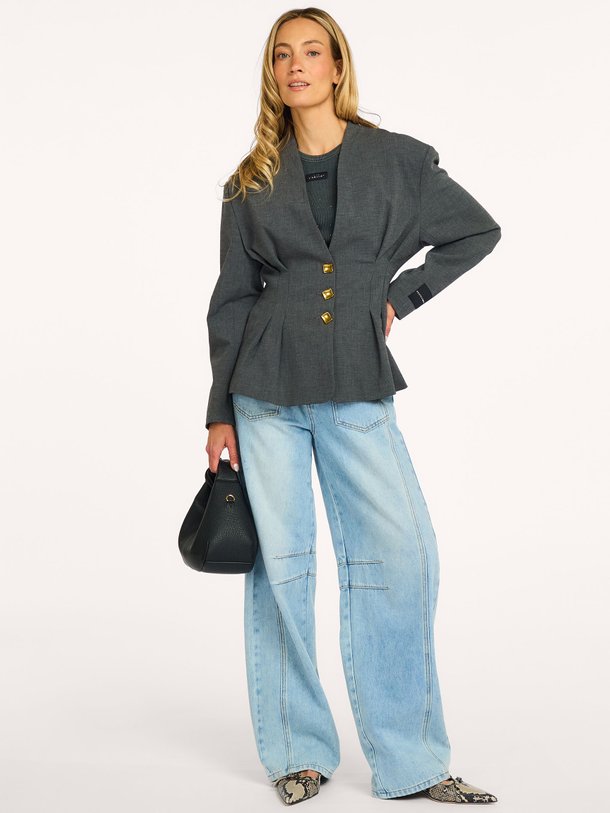 Enna Waist Pleat Blazer Enna, viscosemix getailleerde blazer