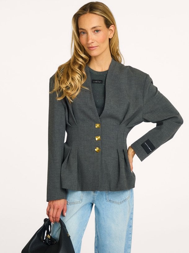 Enna Waist Pleat Blazer Enna, viscosemix getailleerde blazer