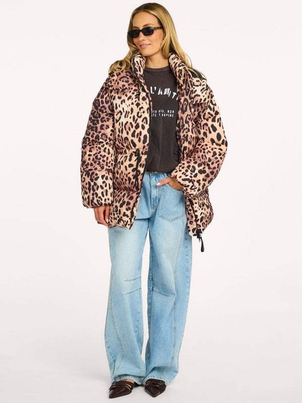 Climb Animal Puffer Jacket Gewatteerde leopard jas