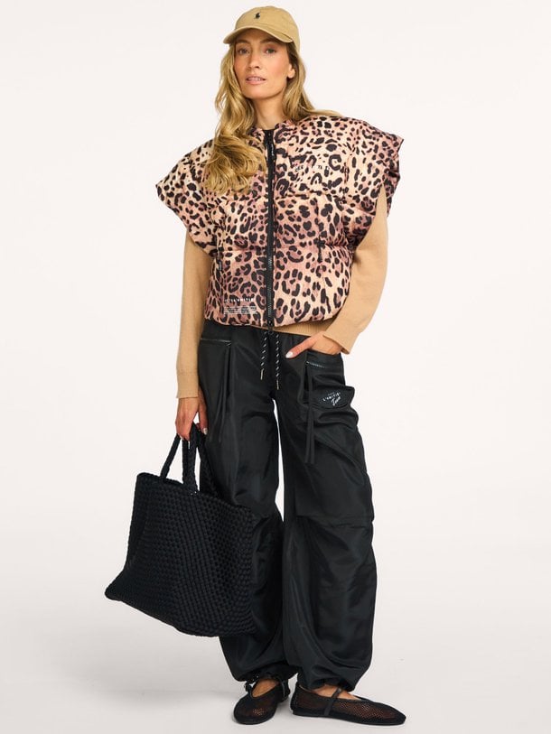 Animal Puffer Vest Gewatteerde leopard bodywarmer