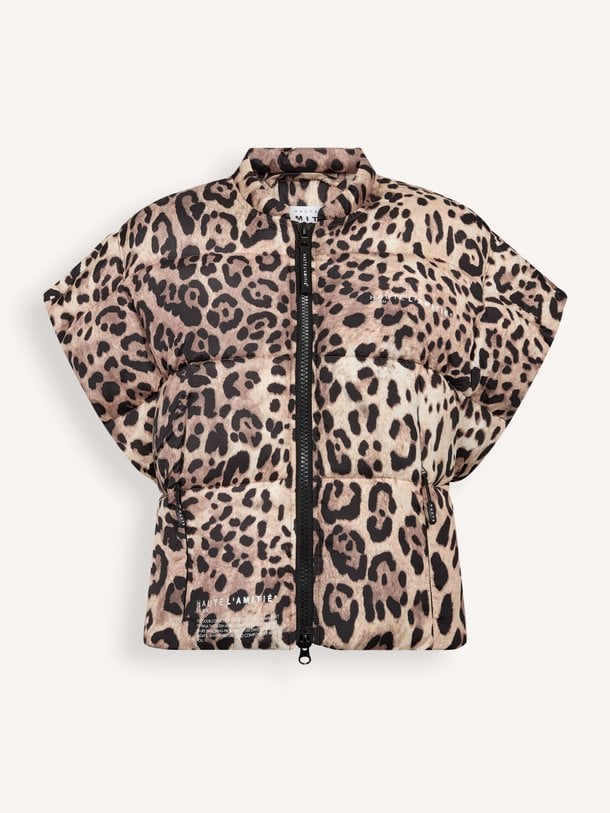 Animal Puffer Vest Gewatteerde leopard bodywarmer
