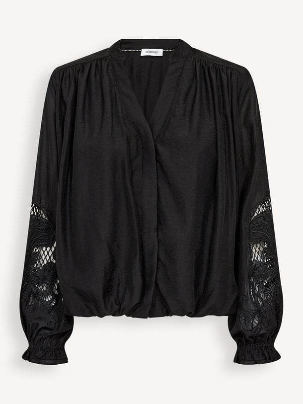 DelinCC Balloon Emb Shirt Delin, viscosemix balloon blouse met broderie