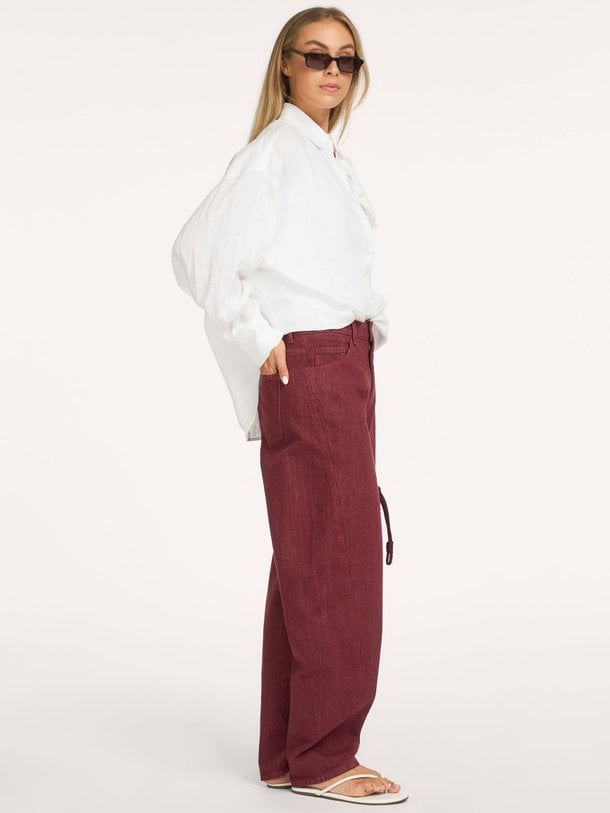 begum wine jeans Begum, mid waist barrel fit jeans