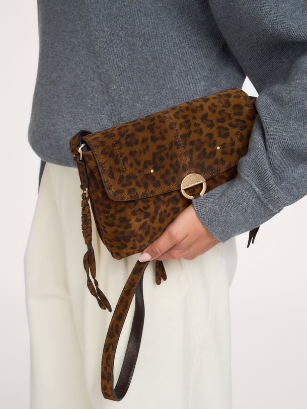 CLUTCH OTHILIA Othilia, lederen leopard schouder-/handtas